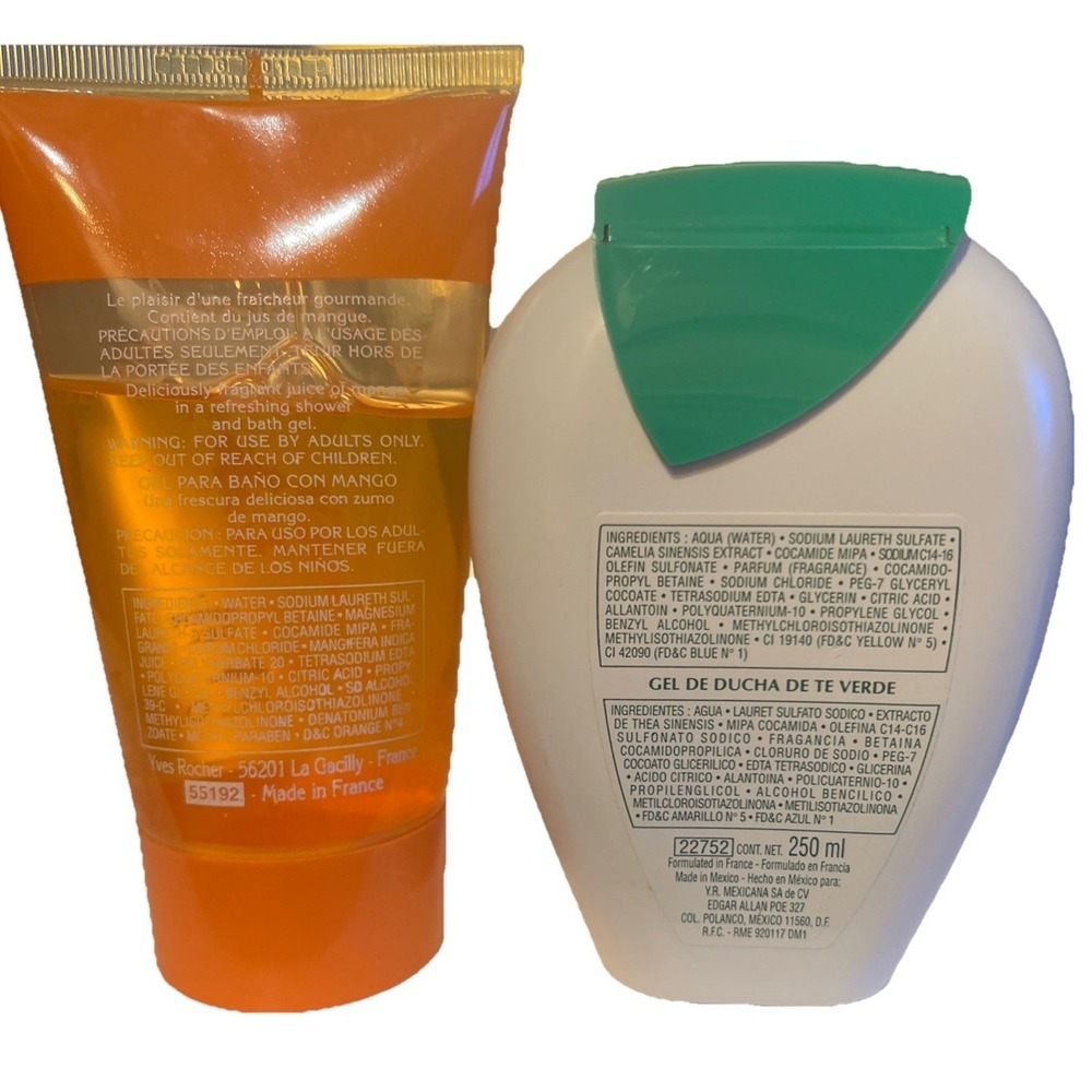 Yves Rocher‎ X2 Shower Gel Les Jardins Green Tea, Exotiques Mango Discontinued - Picture 2 of 2